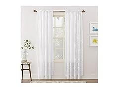 No. 918 Alison Floral Lace Sheer Rod Pocket Curtain Panel