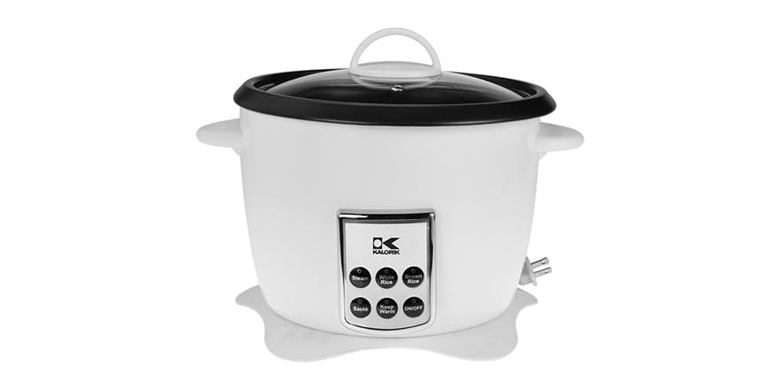 Multifunction Digital Rice Cooker with Retractable Power Cord, White