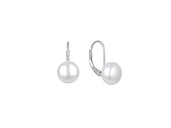 Sterling Silver Leverback Pearl Earrings 
