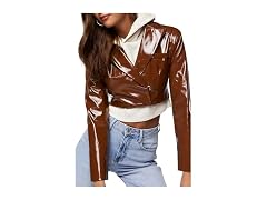 Forever 21  (S) Faux Patent Leather Cropped Blazer
