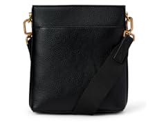 Faux Leather Sling Crossbody Bag, Black