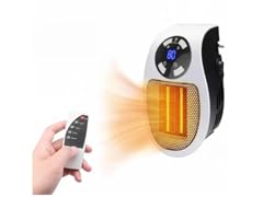 Portable Wall Outlet Space Heater 500W w/ Remote