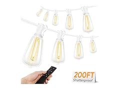 Brightever White Outdoor String Lights with Remote