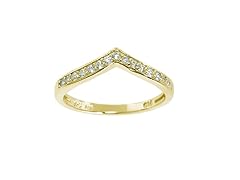 Gold Over Sterling Silver With Diamond Simulant Chevron Midi Rings