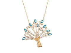 18K Gold Swarovski Elements Evil Eye Tree of Life Necklace
