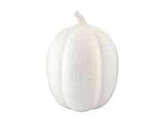 White Handcrafted Paper Mache Sculpture, Large, Pumpkin