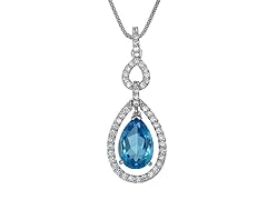 5 CT Silver Blue Topaz Drop Pendant
