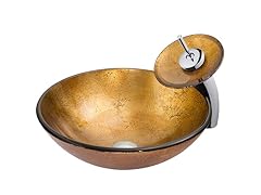 VIGO Liquid Gold Glass Vessel Sink and Waterfall Faucet Set in Chrome