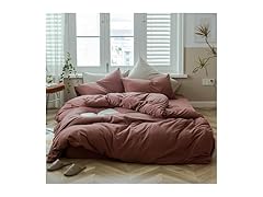 AMWAN Brick Red Duvet Cover Set King