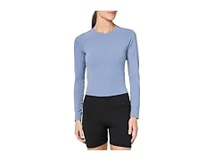 GGOV Womens (S) LS Crop Workout Top Mist Blue