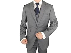 Vested Suit 3 Piece Ticket Pocket Suit - 52R