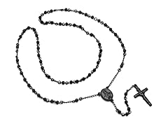 Ladies Black IP Rosary Neckalce