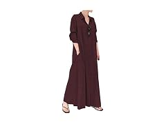Ladyful (XXL) Women's Button Down Cotton Linen Red