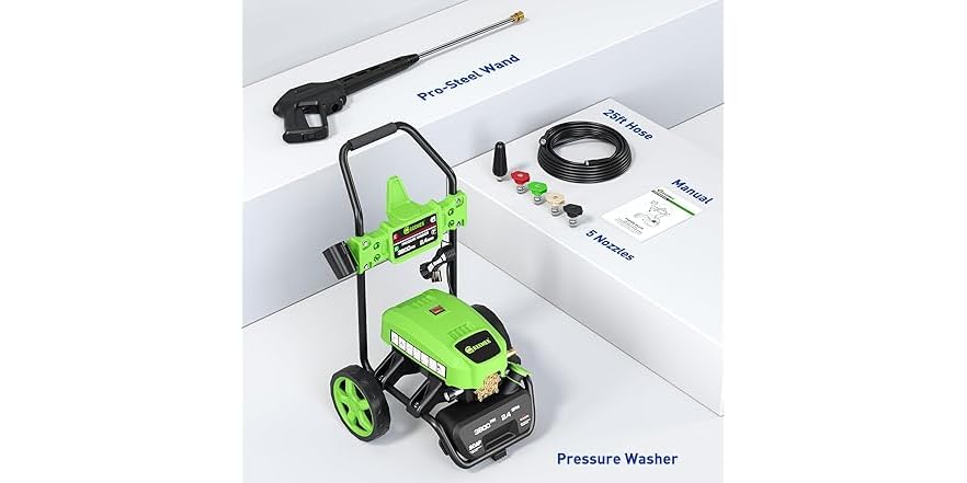 GREENER PW06-2 Electric Pressure Washer 3800 Max PSI