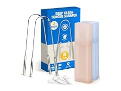 COSMOPLUS Stainless Tongue Scraper Set for Adults