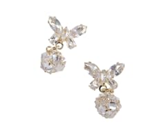 18K Gold Butterfly CZ Drop Earrings