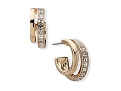 ANNE KLEIN Gold Crystal Hoop