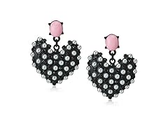 Betsey Johnson Faux Pearl Heart Earrings