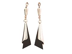 Rose Gold Drop Earrings with Black Contrast