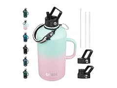 BJPKPK 1 Gallon Water Bottle Insulated with Straw Lid,Marshmallow