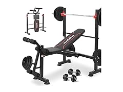 HILIKE Standard Weight Bench Set with Leg Extension and Leg Curl, Adjustable Bench Press with Squat Rack, Foldable Flat Incline Decline Workout Bench for Home Gym Full Body (US Stock)1 (Open Box)