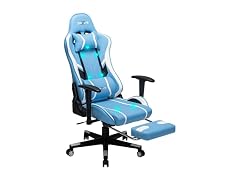 Massage Gaming Chair w/ Footrest, Blue