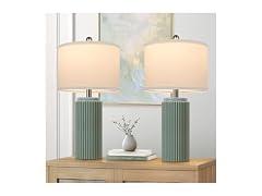 TOBUSA 23.5" Green Ceramic Table Lamps Set of 2