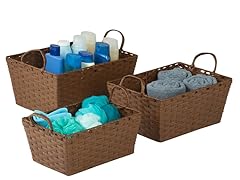 Set of 3 Paper Rope Baskets - Brown