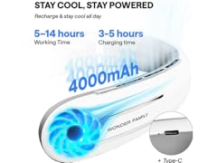 Rechargeable 4000 mAH Portable Fan Necklace
