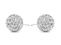 Sterling Silver Swarovski Element Pave Ball Stud Earrings
