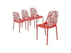 LeisureMod Devon Patio Dining Chair, Set of 4
