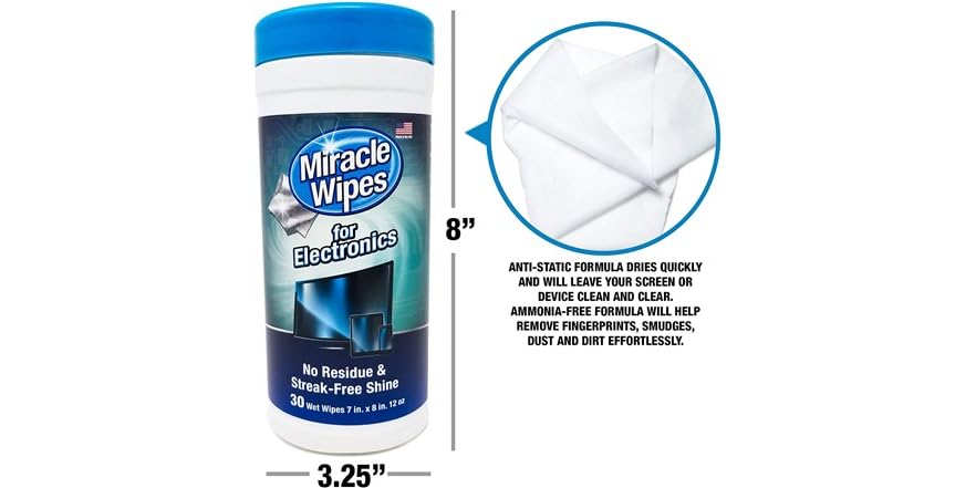 Electronic Cleaning Wipes, 2 Pack