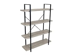 Sunnydaze 4-Tier Bookshelf - Industrial Style