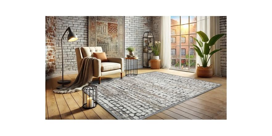 Bibb Home Washable Flannel Printed Area Rug, 4'x6' ft
