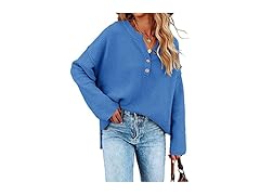 Women's Oversized V Neck Sweater