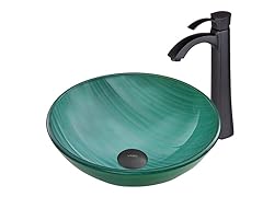 VIGO Whispering Wind Glass Vessel Sink and Otis Faucet Set