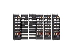 6 Pack Shoe Organizer with 6 XL Pockets Black