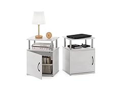 Furinno Jaya End Side Sofa Table/Nightstand with Door, 2PK