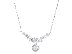 Moissanite Diamond Floral Drop Necklace