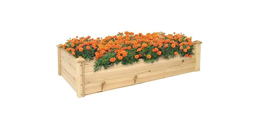Sunnydaze 4' x 2' Wood Raised Garden Bed