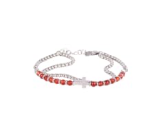 Mens Popcorn Chain & Bracelet w-Cross