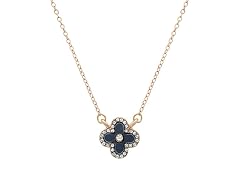 Clover CZ Halo Necklace - Black