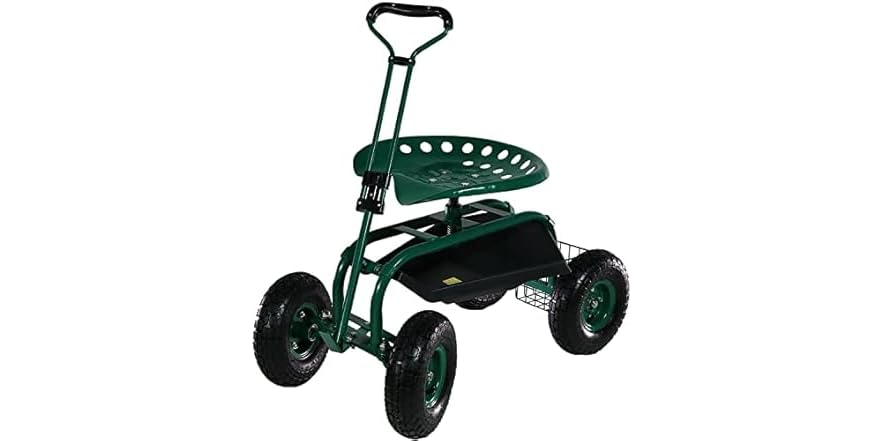 Sunnydaze Garden Seat with Wheels - Rolling