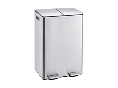 MOVECOM 8 Gal Step-On Trash Can Silver 2