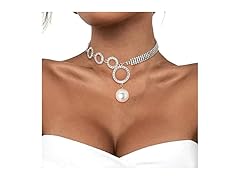 ELABEST Sparkly Rhinestone Necklace Pear