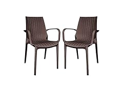 LeisureMod KCA21 Kent Patio Dining Armchair Set of 2