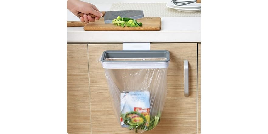Hanging Trash Bag Holder For Kitchen Cabinet Doors - No Drill Under Counter Waste Bin-413842