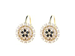 14K Gold Flower Huggie Earrings