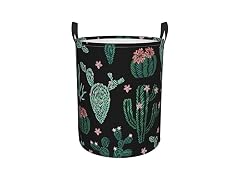 SNAPMADE Cute Dirty Clothes Basket with Cactus Flower Pattern