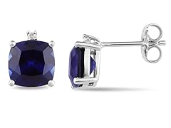 Silver Created Blue Sapphire Earrings